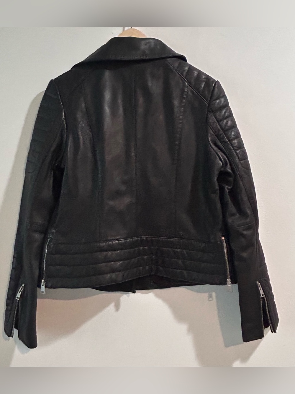 440$ALLSAINTS Steine Black Leather Biker Moto Jacket NWT Size 10 - Picture 4 of 13